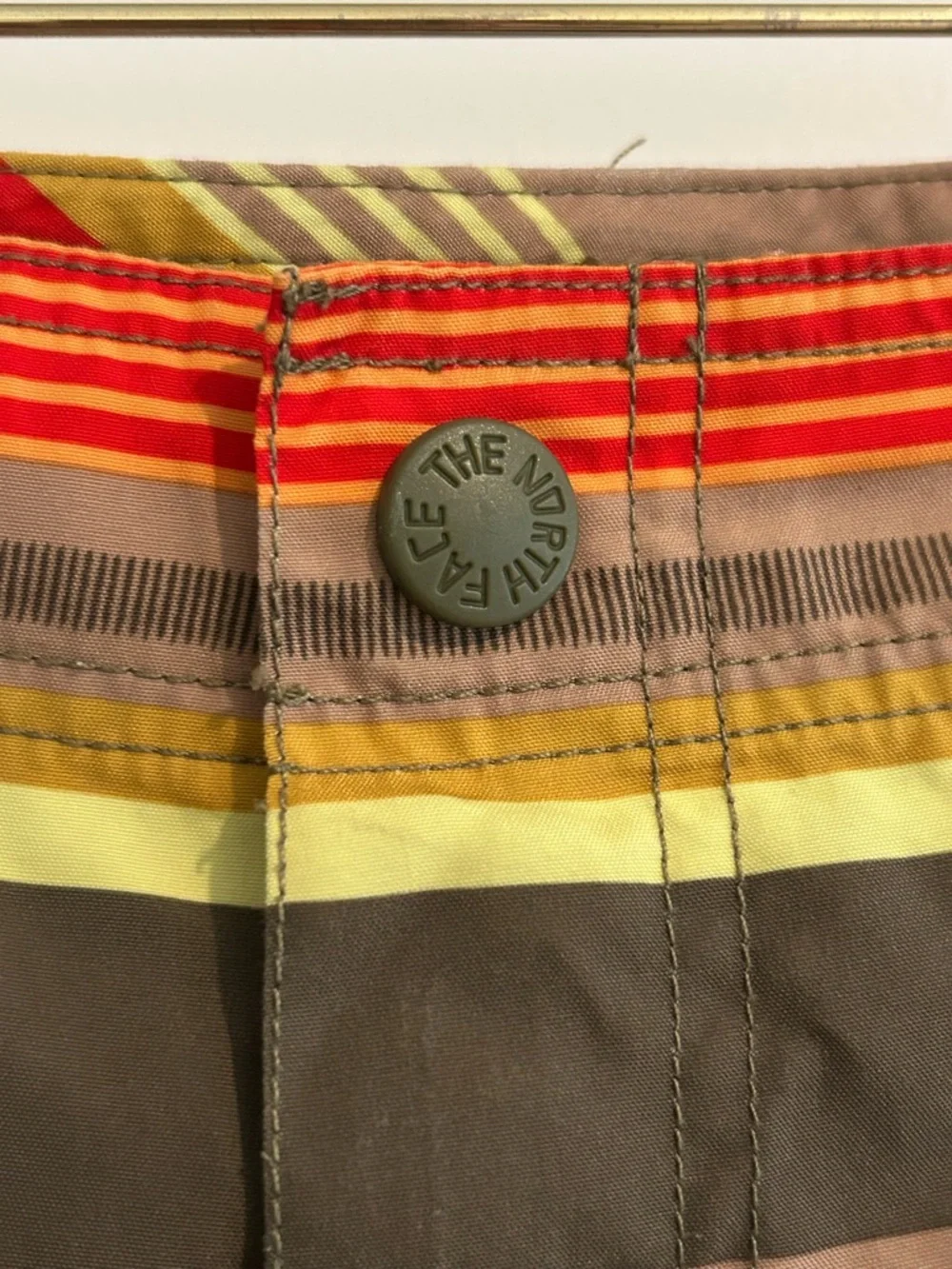 The North Face Board Shorts Tan Multi Stripes Size 14 / 16 Boys